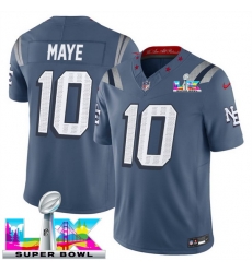 Youth New England Patriots 10 Drake Maye Storm Blue 2025 F U S E Super Bowl LX Patch Rivalries Vapor Limited Stitched Football Jersey Youth New England Patriots 10 Drake Maye Storm Blue 2025 F U S E Super Bowl LX Patch Rivalries Vapor Limited Stitched Football Jersey