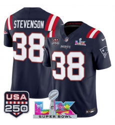 Youth New England Patriots 38 Rhamondre Stevenson Navy 2025 F U S E Super Bowl LX Patch And USA 250 27 Patch Vapor Limited Stitched Football Jersey Youth New England Patriots 38 Rhamondre Stevenson Navy 2025 F U S E Super Bowl LX Patch And USA 250 27 Patch Vapor Limited Stitched Football Jersey