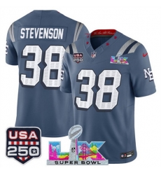 Youth New England Patriots 38 Rhamondre Stevenson Storm Blue 2025 F U S E Super Bowl LX USA 250 Patch Rivalries Vapor Limited Stitched Football Jersey Youth New England Patriots 38 Rhamondre Stevenson Storm Blue 2025 F U S E Super Bowl LX USA 250 Patch Rivalries Vapor Limited Stitched Football Jersey