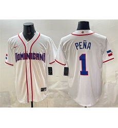 Men Dominican Republic Baseball 1 Jeremy Pena White 2026 World Baseball Classic Home Stadium Stitched Jersey Men Dominican Republic Baseball 1 Jeremy Pena White 2026 World Baseball Classic Home Stadium Stitched Jersey