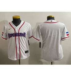 Women Dominican Republic Baseball Blank White 2026 World Baseball Classic Home Stadium Stitched Baseball Jersey Run Small 