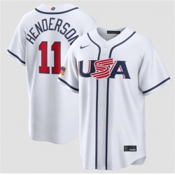 Men USA Baseball  11 Gunnar Henderson White 2026 World Baseball Classic Home Stadium Stitched Jersey