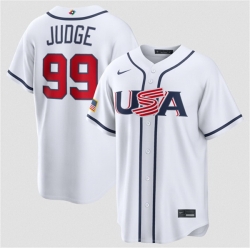 Men USA Baseball  99 Aaron Judge White 2026 World Baseball Classic Home Stadium Stitched Jersey