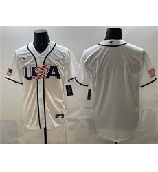Men USA Baseball Blank White 2026 World Baseball Classic Home Stadium Stitched Jersey