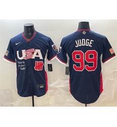 Men USA Baseball x Undefeated 99 Aaron Judge Navy 2026 World Baseball Classic Stadium Stitched Jersey Men USA Baseball x Undefeated 99 Aaron Judge Navy 2026 World Baseball Classic Stadium Stitched Jersey