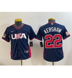 Youth USA Baseball 22 Clayton Kershaw Navy 2026 World Baseball Classic Stadium Stitched Baseball Jersey Youth USA Baseball 22 Clayton Kershaw Navy 2026 World Baseball Classic Stadium Stitched Baseball Jersey