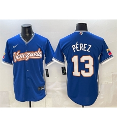 Men Venezuela Baseball 13 Salvador Perez Royal 2026 World Baseball Classic Road Stadium Stitched Jersey Men Venezuela Baseball 13 Salvador Perez Royal 2026 World Baseball Classic Road Stadium Stitched Jersey