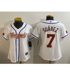 Youth Venezuela Baseball 7 Eugenio Suarez White 2026 World Baseball Classic Home Stadium Stitched Baseball Jersey Youth Venezuela Baseball 7 Eugenio Suarez White 2026 World Baseball Classic Home Stadium Stitched Baseball Jersey