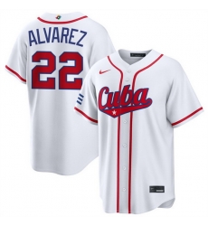 Men Cuba Baseball  22 Frank Alvarez White 2026 World Baseball Classic Home Stadium Stitched Jersey
